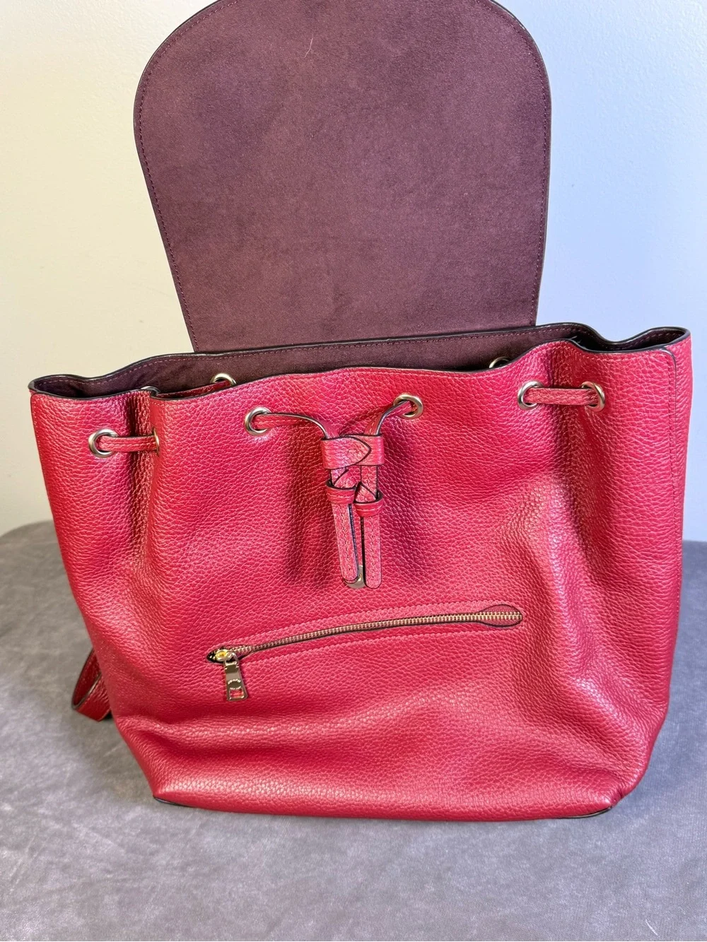 Coach Kleo Backpack Pebbled RED Leather gold toned hardware NWOT MEDIUM SIZE - Picture 14 of 14